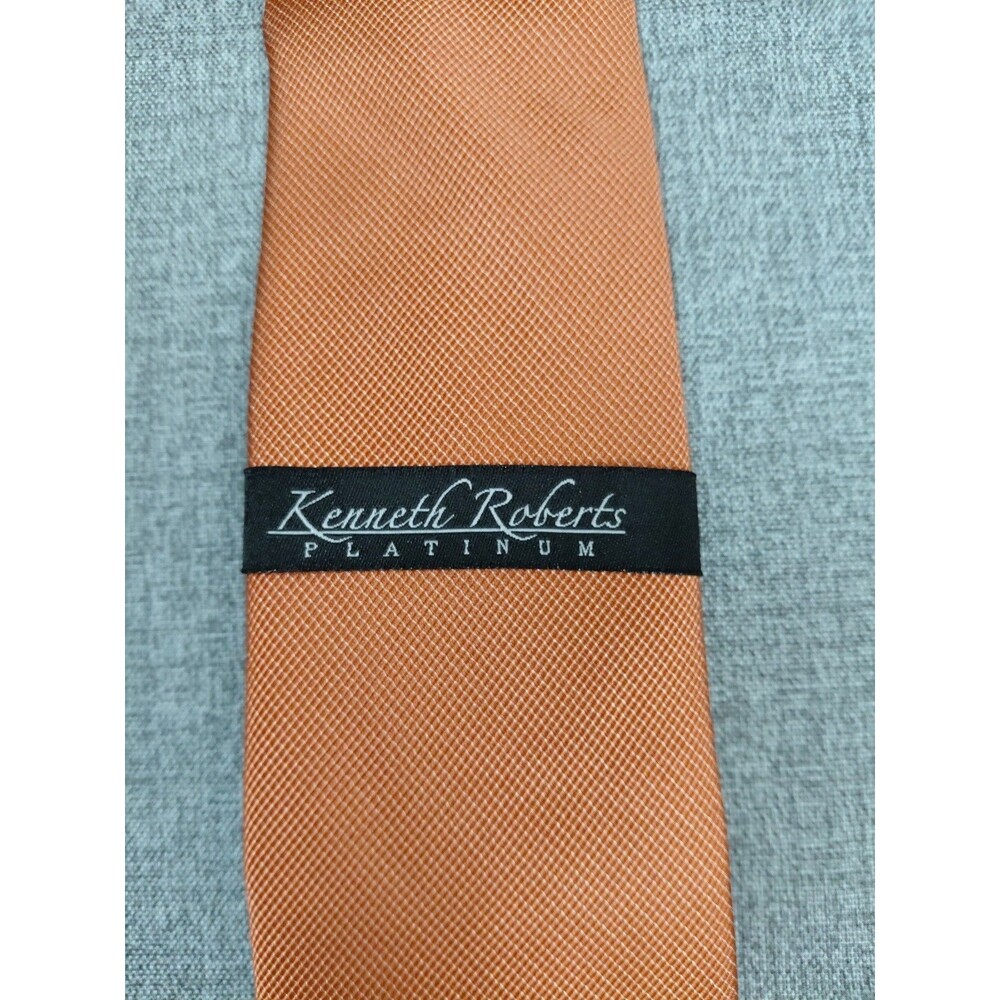 Kenneth Roberts Platinum Men’s Necktie Burnt Orange color Solid 100%Silk Classic